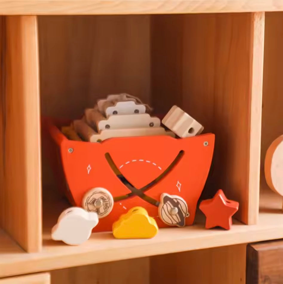 Stack & Launch™ – Educatief houten speelgoed raket - Cijfers en vormen