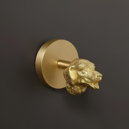 BrassBeastHook™ – Messing Wandhaak met Dierenkop – Gouden Accent Kapstokhaak