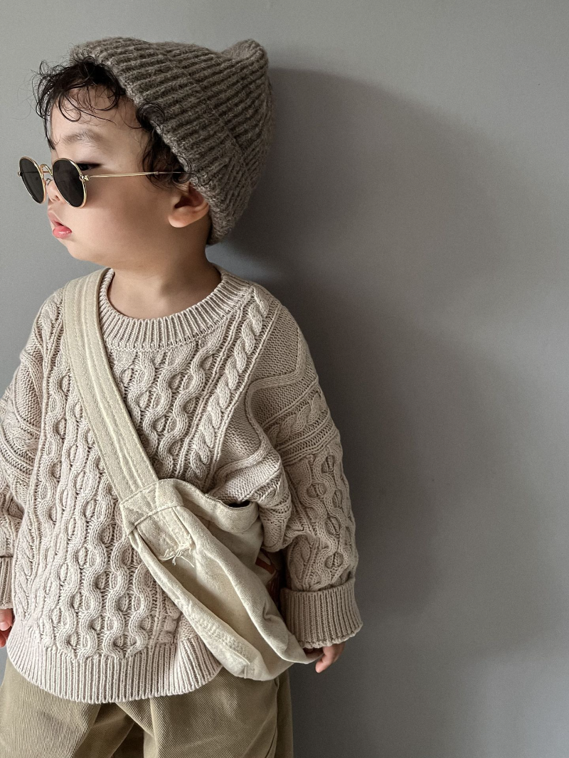 Knitsbury™ – Gebreide Trui met Kabelpatroon – Warme Kinderkleding