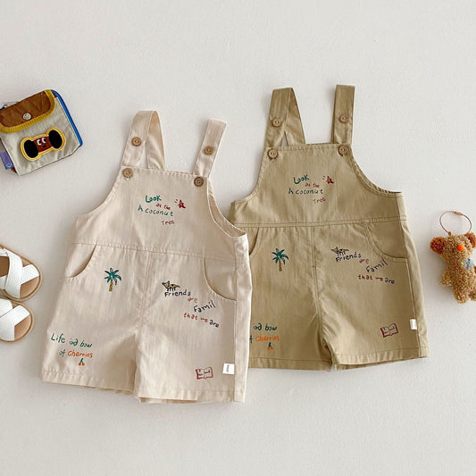 PalmPlay™ – Tropische Borduursels & Comfort – Zomerse Tuinbroek voor Kinderen