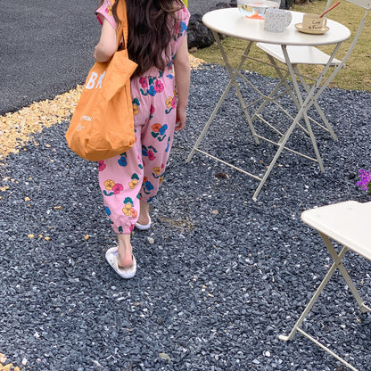 BloomVibe™ – Zomerset met Kleurrijke Bloemenprint – Meisjes Katoenen Outfit
