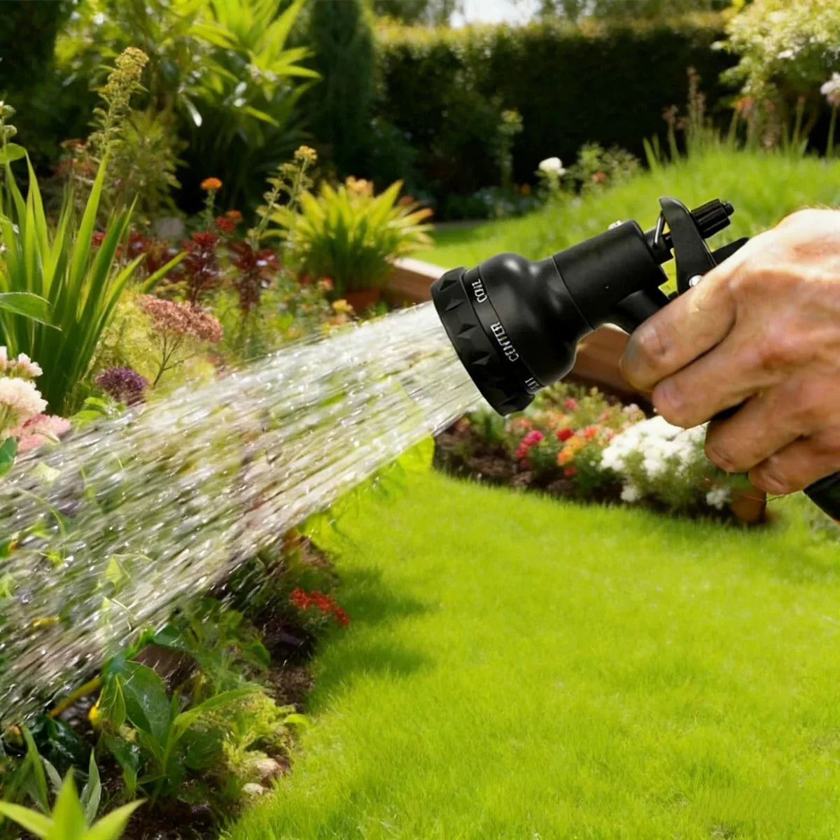 HydroStretchPro™ – Dehnbare Tuinslang met Messing Koppelingen – Knikvrije Reinigings Slang