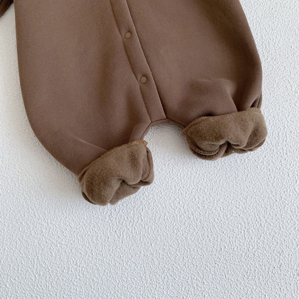 SnugBear™ – Gebreide Playsuit met Capuchon en Oortjes – Warme Baby Outfit