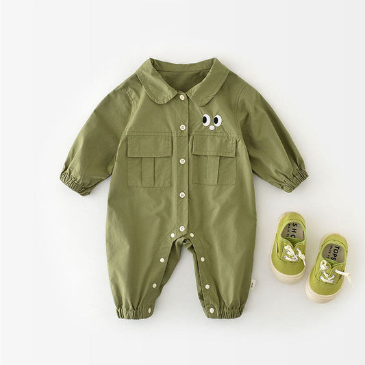 CrocQuest™ – Speelse Olijfgroene Jumpsuit – Unisex Baby Outfit