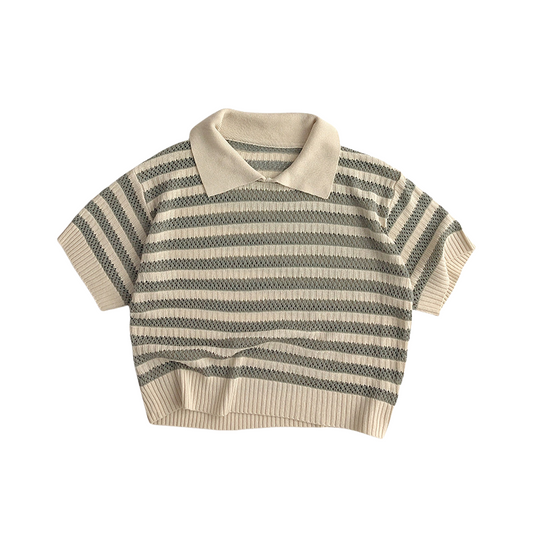 StripePolo™ – Gebreide Polo met Streeppatroon – Uniseks Kindertrui Korte Mouw
