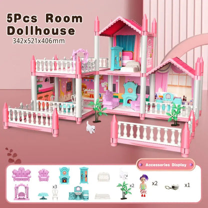 ColorCasa™ – DIY 3D Cartoon Poppenhuis Set – Creatief Miniatuurhuis voor Kinderen