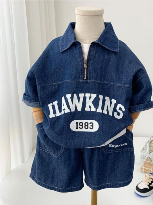 UrbanDrift™ – Oversized Denim Sweater en Shorts – Stoere Kinderoutfit