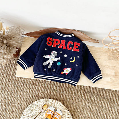 CosmoCrew™ – Ruimte-Thema Baseball Jas – Stijlvolle Kinderjas met Astronautdetails