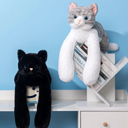 PoesPlof™ – Verzwaard Kattenkussen met Lange Armen – Zachte Knuffel &amp; Huisdecoratie