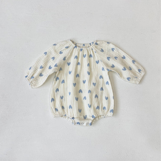 BlueCuddle™ – Romper met Hartjesprint van Katoen – Comfortabele Babykleding