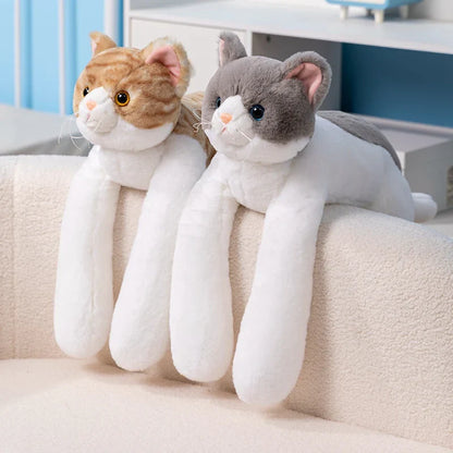 PoesPlof™ – Verzwaard Kattenkussen met Lange Armen – Zachte Knuffel &amp; Huisdecoratie