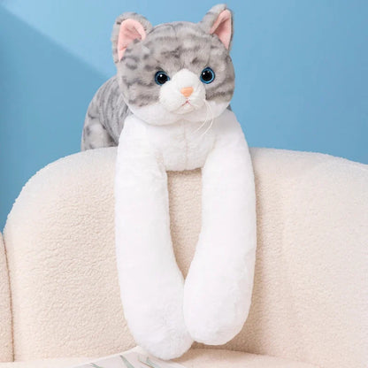 PoesPlof™ – Verzwaard Kattenkussen met Lange Armen – Zachte Knuffel &amp; Huisdecoratie