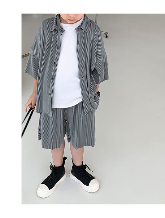 StripeEase™ – Oversized Set met Strepen – Uniseks Zomeroutfit voor Kinderen
