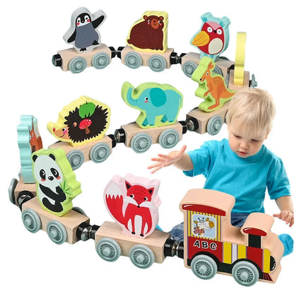 DierExpress™ – Houten Magnetische Trein – Montessori Speelplezier voor Jonge Ontdekkers