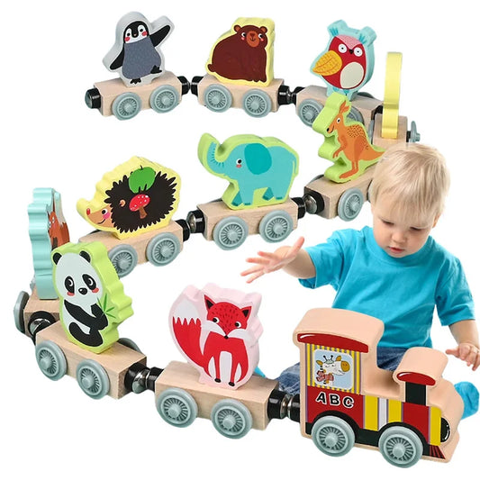 DierExpress™ – Houten Magnetische Trein – Montessori Speelplezier voor Jonge Ontdekkers