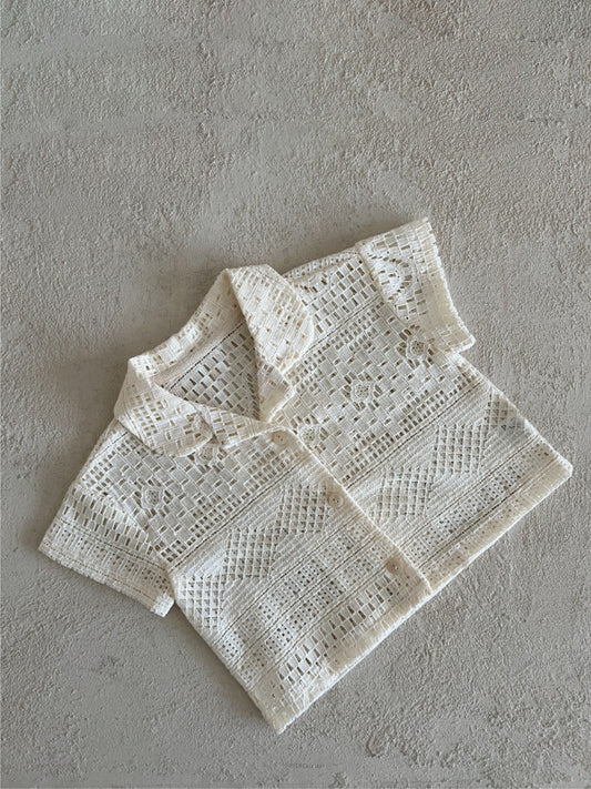 LaceWhimsy™ – Gehaakte Zomerblouse van Katoen – Elegante Baby Blouse