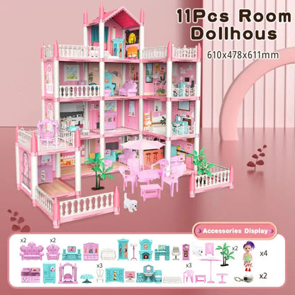 ColorCasa™ – DIY 3D Cartoon Poppenhuis Set – Creatief Miniatuurhuis voor Kinderen