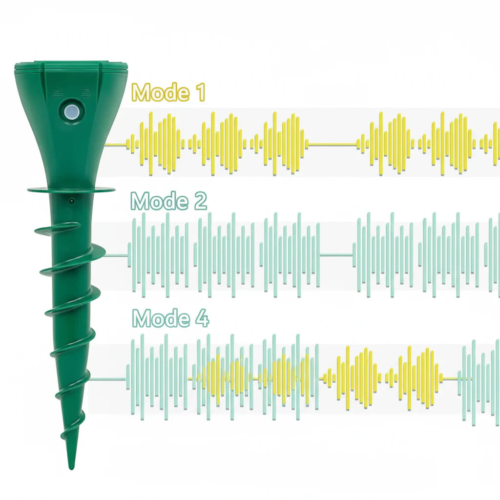 VoleVibe™ – Zonne-Mollenverjager met Vibratie – Tuin & Gazon Bescherming