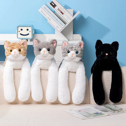 SnugMews™ – Katten Knuffelkussen met Lange Armen – Pluche Kat Kussen