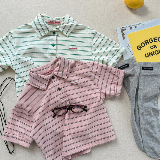 StripeTuck™ – Gestreepte Polo met Stretch – Unisex Kindershirt