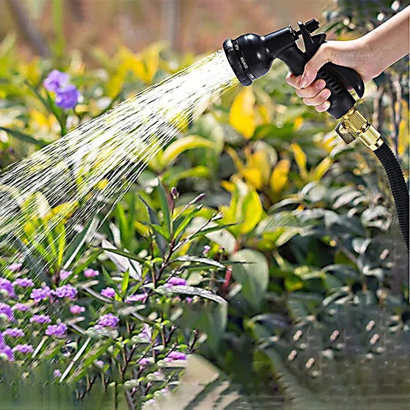 HydroStretchPro™ – Dehnbare Tuinslang met Messing Koppelingen – Knikvrije Reinigings Slang