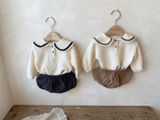 MousseBloom™ – Luchtige Set met Sailorkraag – Comfortabele Baby Outfit