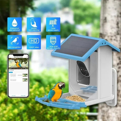 AviWatchSolar™ – Slim Solar Vogelvoederhuis met 2.4K Camera – Nachtzicht Vogel Observatie