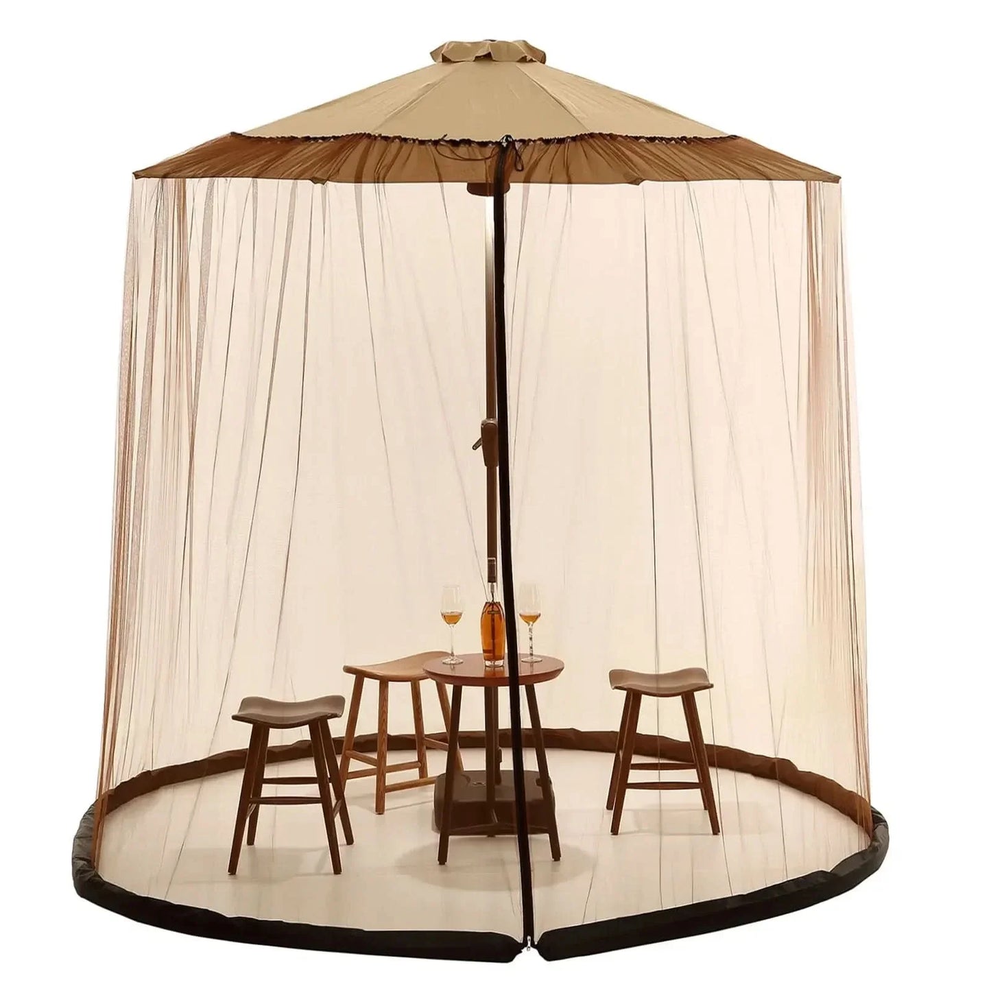 MosquitoGuardZip™ – Verstelbaar Parasol Muggennet – Insectvrij Buiten Zitten