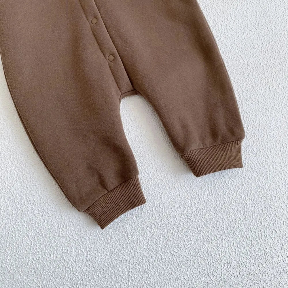 SnugBear™ – Gebreide Playsuit met Capuchon en Oortjes – Warme Baby Outfit