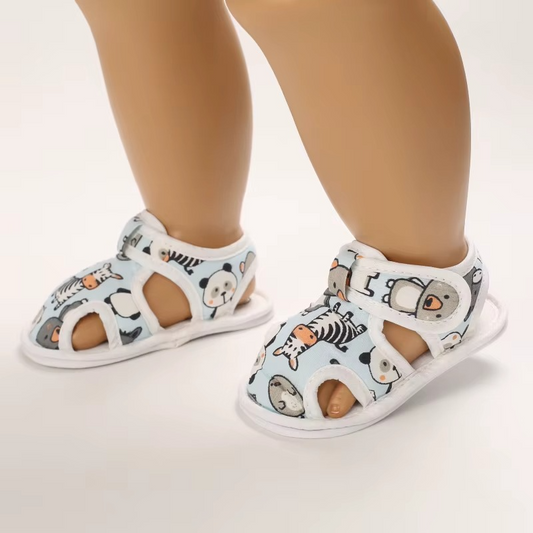 CuddleSteps™ – Ademend Design met Dierenprint – Zachte Baby Sandalen