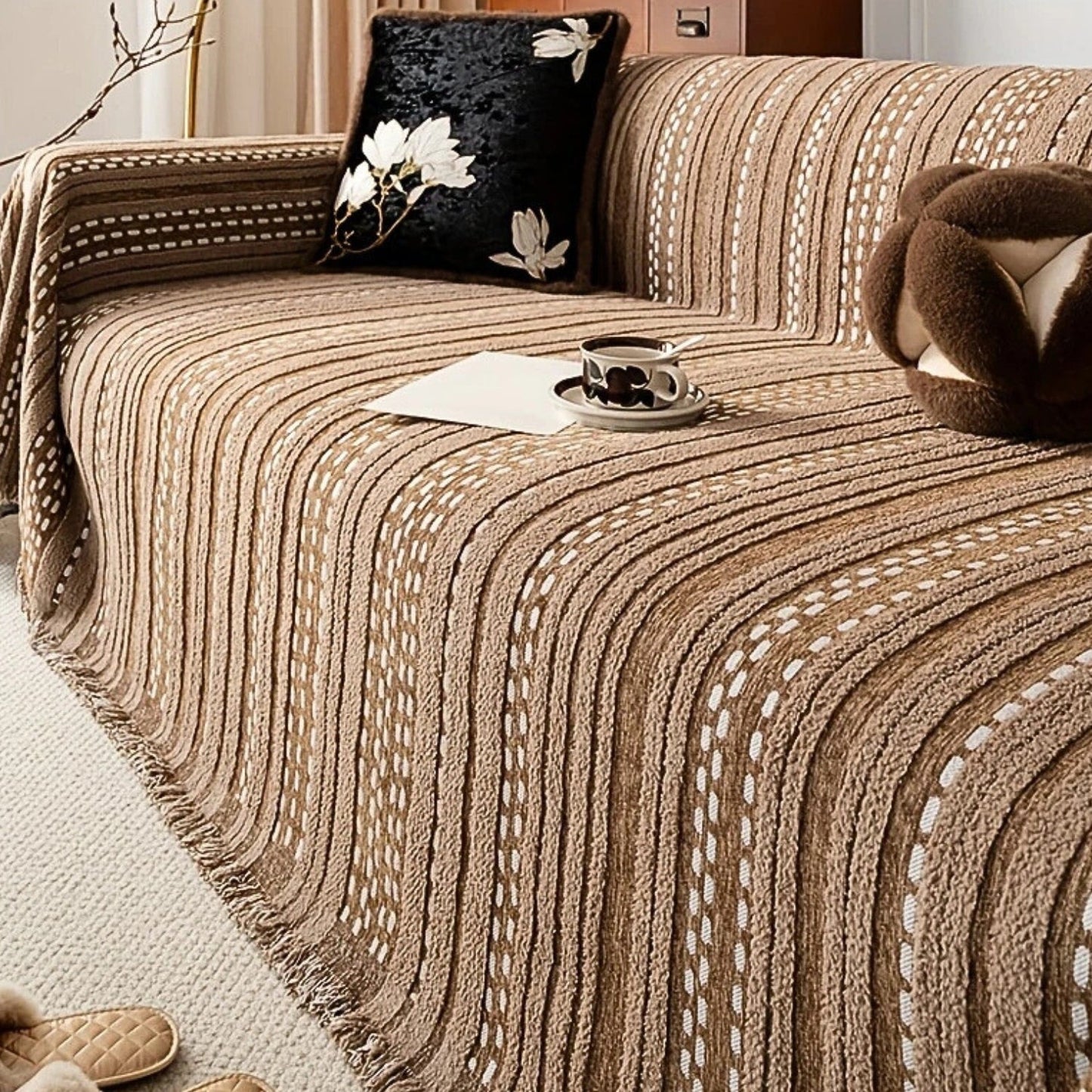 Sahara Pluche Bankhoes - Antislip, Boho Stijl 0