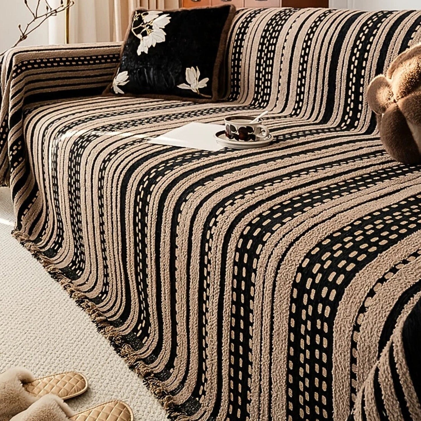 Sahara Pluche Bankhoes - Antislip, Boho Stijl 2