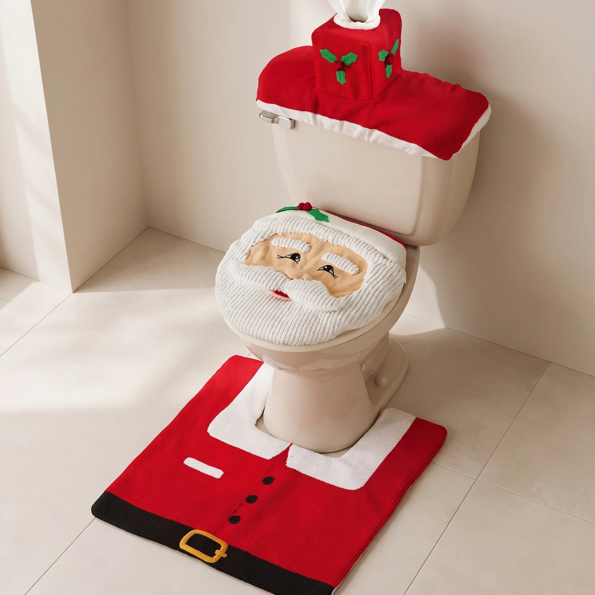 Santino Toiletdekselset - Pluche 3D Kerstman Design, 3-delig 1