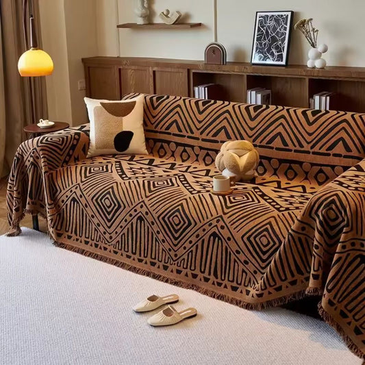 Savanna Geo Bankhoes - Geweven Chenille, Omkeerbaar Geometrisch Patroon 0
