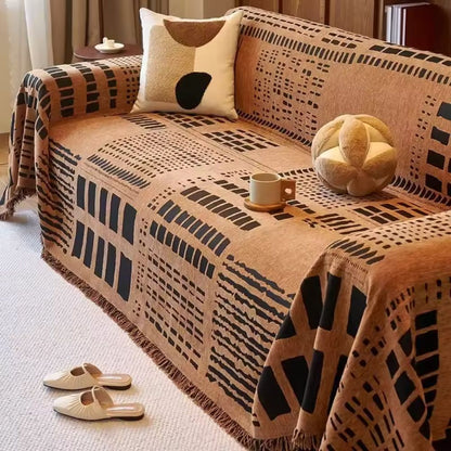 Savanna Geo Bankhoes - Geweven Chenille, Omkeerbaar Geometrisch Patroon 1