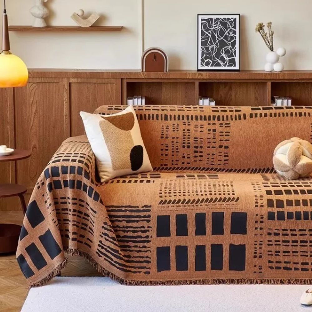 Savanna Geo Bankhoes - Geweven Chenille, Omkeerbaar Geometrisch Patroon 2