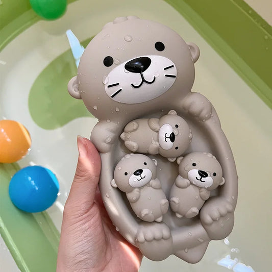 AquaOtter™ – Familie Badset in Zacht Silicone – Drijvend Speelgoed voor Baby’s