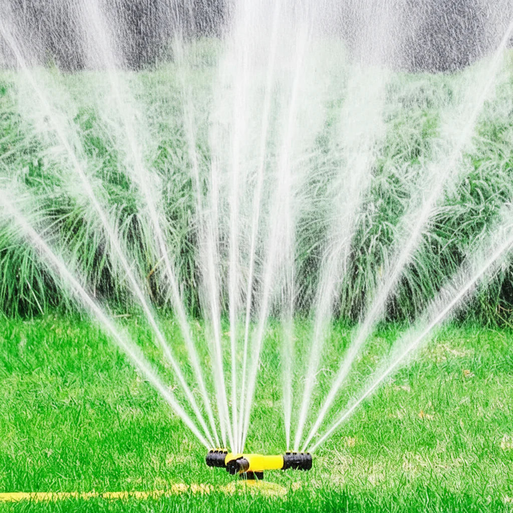 TripleSpray360™ – 360° Gazon Sproeier met 3 Armen – Gelijkmatige Tuin Bewatering