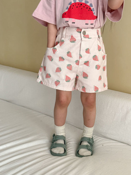 BerryBop™ – Korte Broek met Aardbeienprint – Zomerse Kinder Shorts