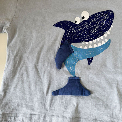 ShoreDuo™ – 2-Delige T-shirt Set met Haai & Meeuw – Zacht Katoen voor Kinderen
