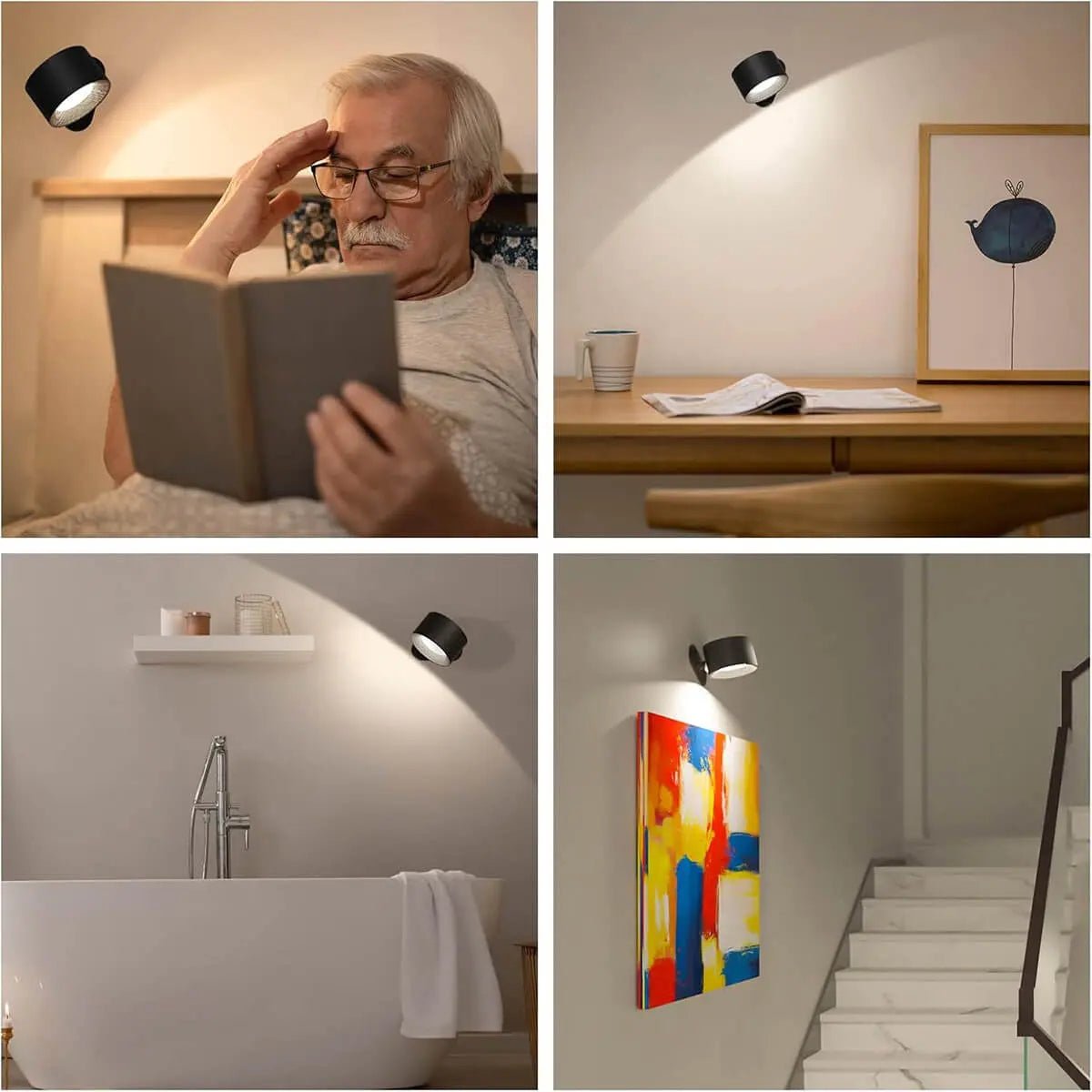 ScandiGlow Wandlamp - Draadloos ABS, Scandinavisch Design 7