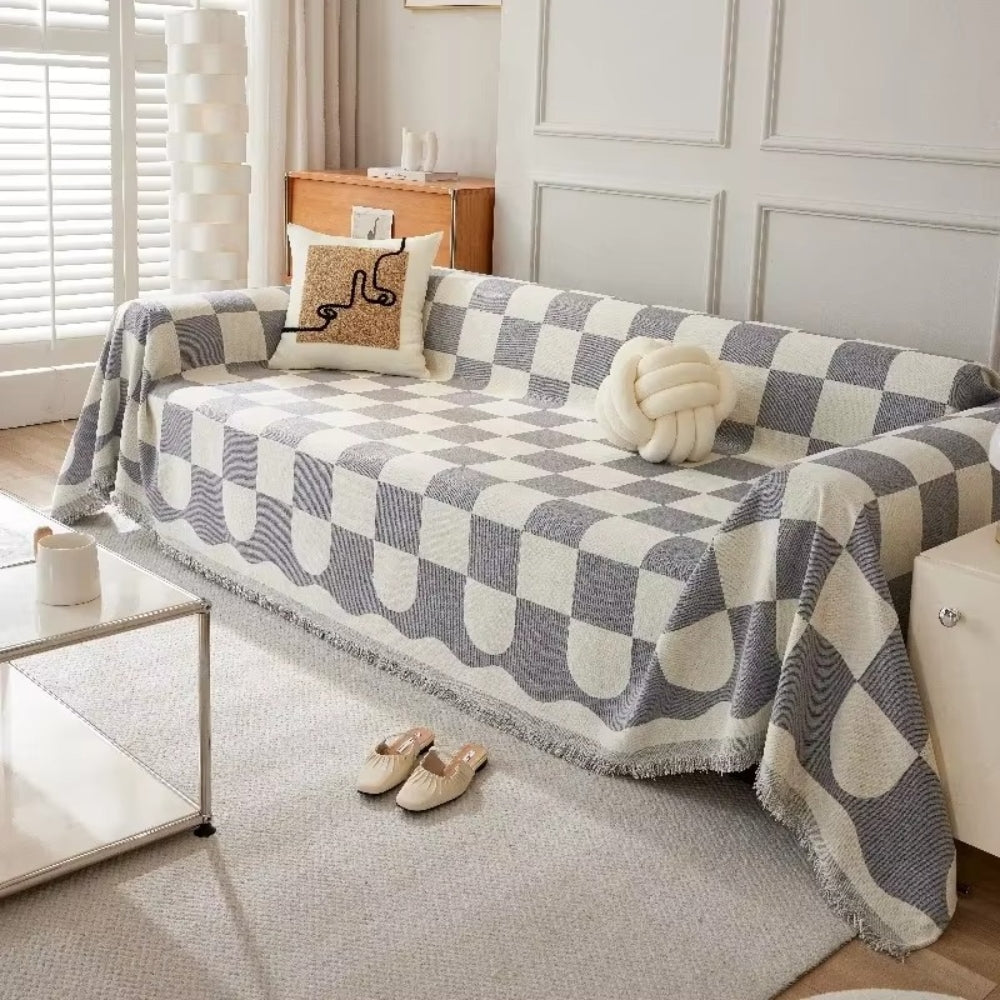 Schaakbord Chic Bankhoes - Katoen-Microvezel, Decoratieve Kwastjes 2