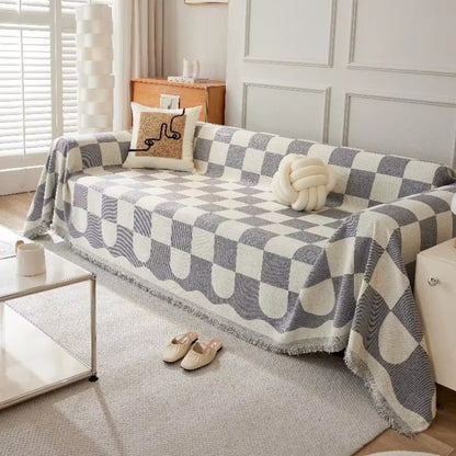 Schaakbord Chic Bankhoes - Katoen-Microvezel, Decoratieve Kwastjes 2