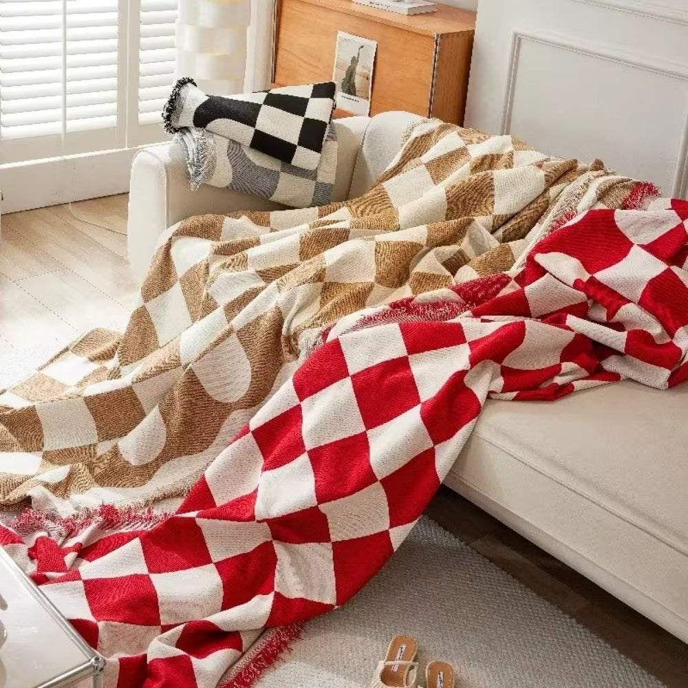 Schaakbord Chic Bankhoes - Katoen-Microvezel, Decoratieve Kwastjes 4