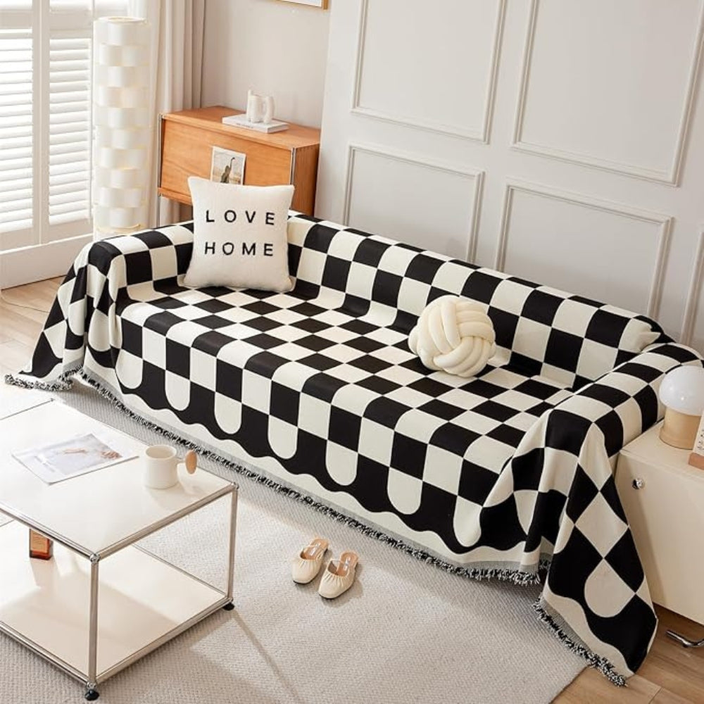 Schaakbord Chic Bankhoes - Katoen-Microvezel, Decoratieve Kwastjes 7