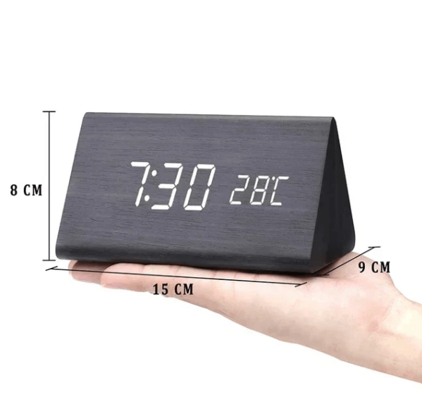 WoodSense™ – LED Houten Klok met Spraakbesturing – Slimme LED Tafelklok