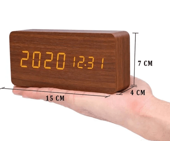 WoodSense™ – LED Houten Klok met Spraakbesturing – Slimme LED Tafelklok
