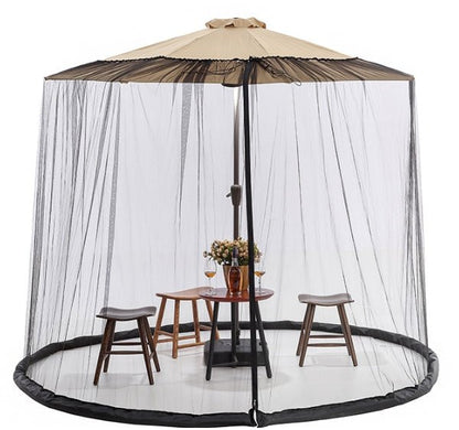 MosquitoGuardZip™ – Verstelbaar Parasol Muggennet – Insectvrij Buiten Zitten