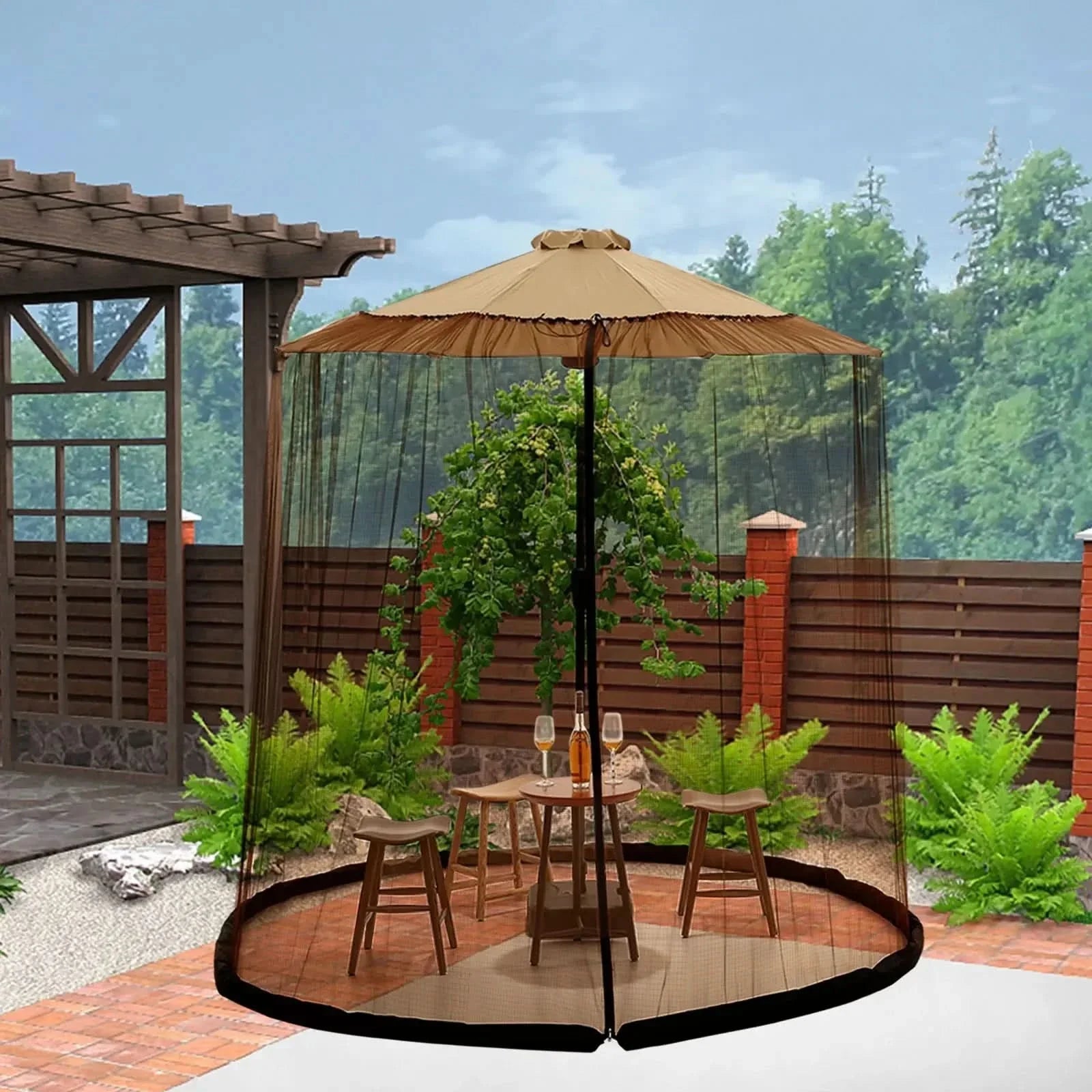 MosquitoGuardZip™ – Verstelbaar Parasol Muggennet – Insectvrij Buiten Zitten