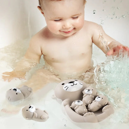 AquaOtter™ – Familie Badset in Zacht Silicone – Drijvend Speelgoed voor Baby’s